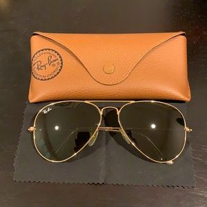 Women’s Aviator Raybans Classic + Gold